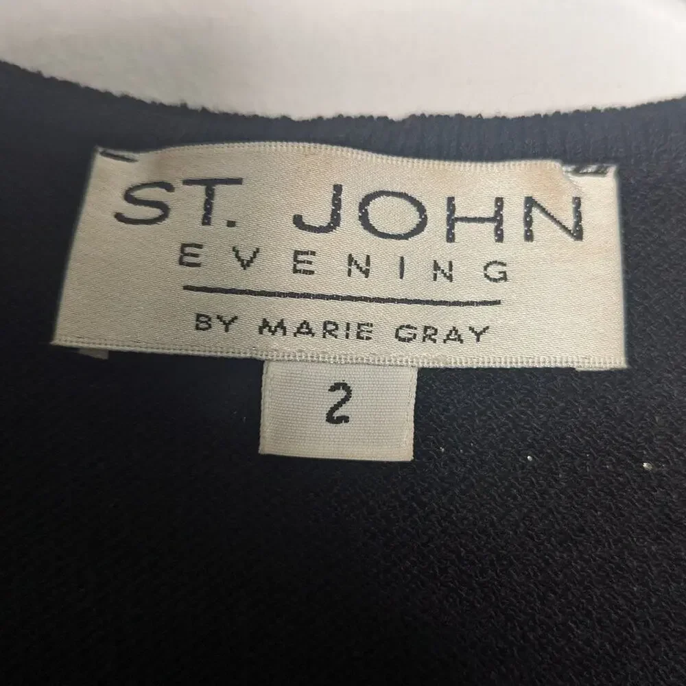 St. John Evening Vintage Black Starburst Sparkle Cardigan Long Sleeve V-Neck 2